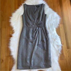 Adrianna Pappell Light Gray Silver cocktail Dress, size 4